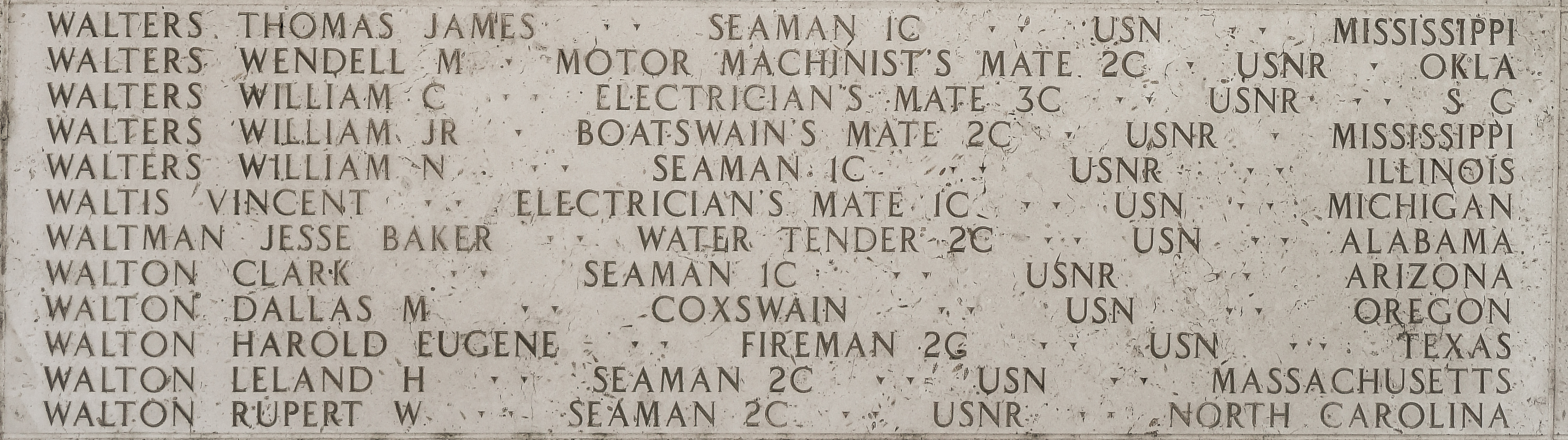 Jesse Baker Waltman, Water Tender Second Class